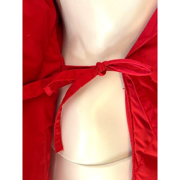 Vintage Lands' End Goose Down Quilted Thick Long Robe Red Bathrobe Full Length M - Picture 10 of 13